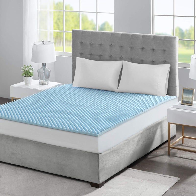 Sleep Philosophy Gel Infused Memory Foam Mattress Topper Luxurious, All Season Enhanced Bed Support, Twin, 1.5" Thick, Without Cover Blue - Image 2